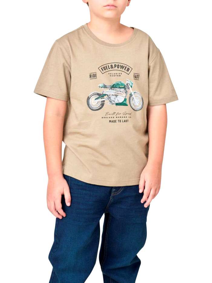 T-shirt en coton beige avec...