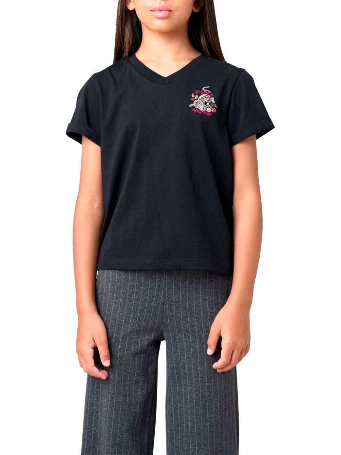 T-shirt en coton noir à...