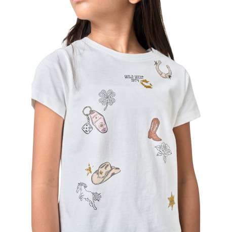 T-shirt en coton blanc à imprimé Cowboy pourvu d'une coupe droite - Image 4