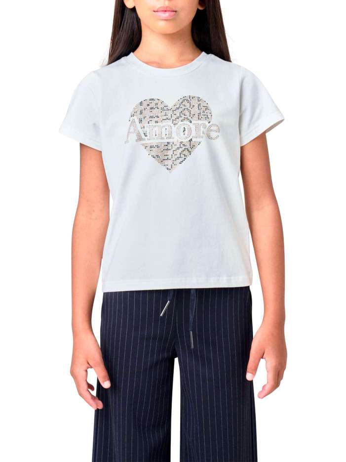 T-shirt en coton blanc uni...