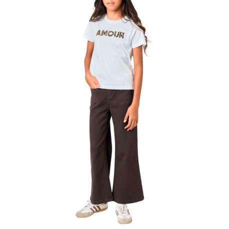 T-shirt manches courtes en coton blanc à imprimé léopard avec un col rond - Image 3