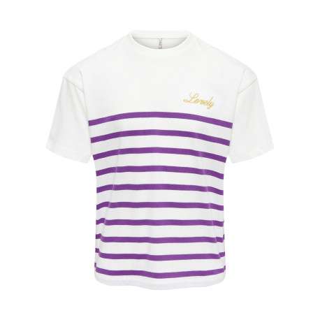 T-shirt en coton biologique violet à coupe droite pourvu d'un col rond