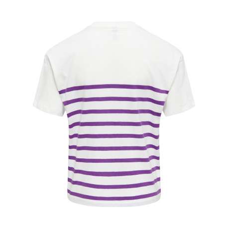 T-shirt en coton biologique violet à coupe droite pourvu d'un col rond - Image 2