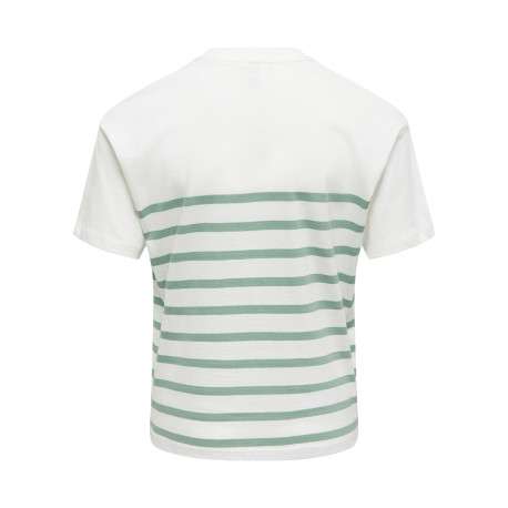 T-shirt en coton biologique vert d'eau à coupe droite pourvu d'un col rond - Image 2