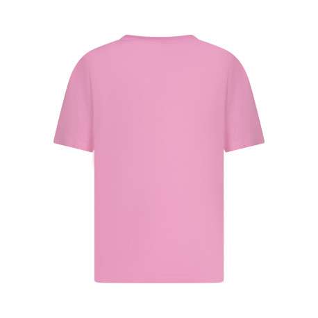 T-shirt en coton rose avec un imprimé muni d'un col rond et de manches courtes - Image 2
