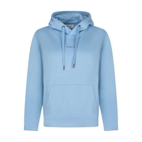 Sweat en coton mélangé bleu ciel uni à coupe droite doté de manches longues