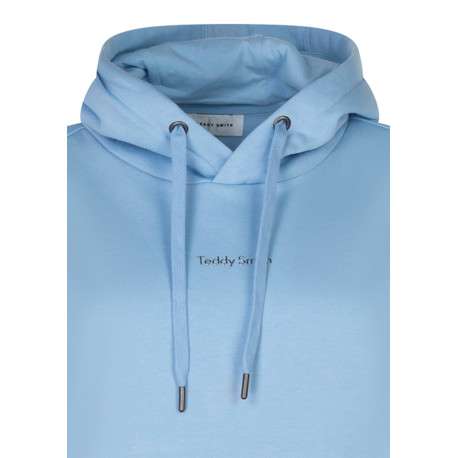 Sweat en coton mélangé bleu ciel uni à coupe droite doté de manches longues - Image 3