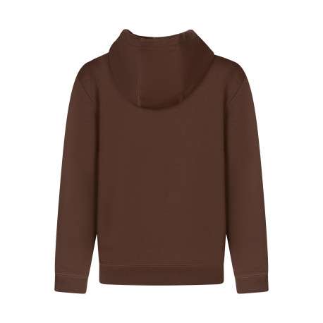 Sweat en coton mélangé chocolat uni à coupe droite muni d'une capuche - Image 2