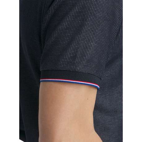 Polo bleu marine à pois doté d'une coupe droite et d'un col boutonné - Image 6