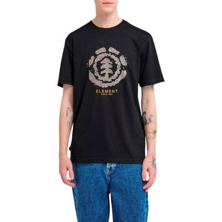T-shirt en coton biologique noir imprimé à coupe droite pourvu d'un col rond - Image 3