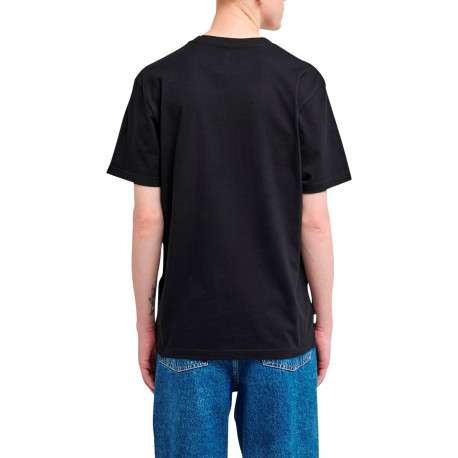 T-shirt en coton biologique noir imprimé à coupe droite pourvu d'un col rond - Image 4