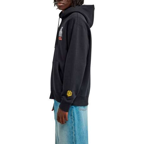 Sweat zippé en coton mélangé noir brodé pourvu de manches longues - Image 5