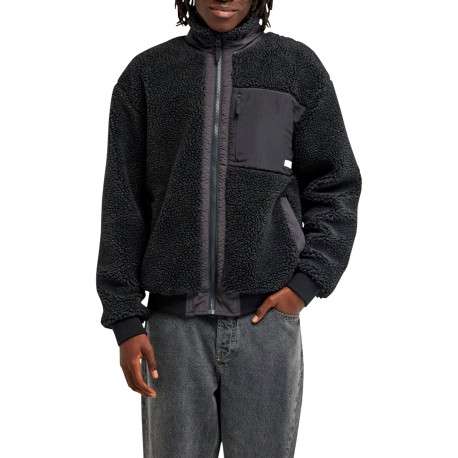 Blouson noir à coupe droite pourvu d'un col montant et de manches longues - Image 3