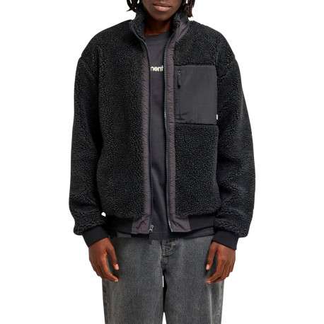 Blouson noir à coupe droite pourvu d'un col montant et de manches longues - Image 4