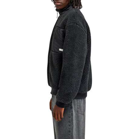 Blouson noir à coupe droite pourvu d'un col montant et de manches longues - Image 5
