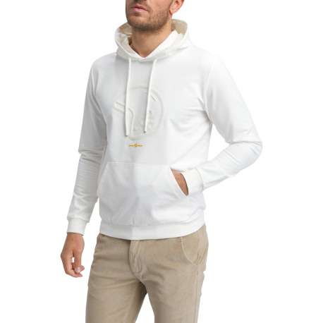 Sweat en coton mélangé blanc avec le logo imprimé dotée d'une coupe droite