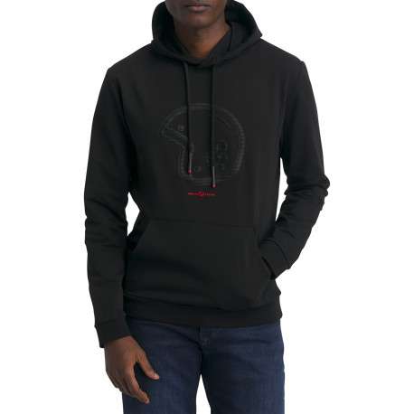 Sweat en coton mélangé noir doté d'une poche kangourou et un imprimé logotypé