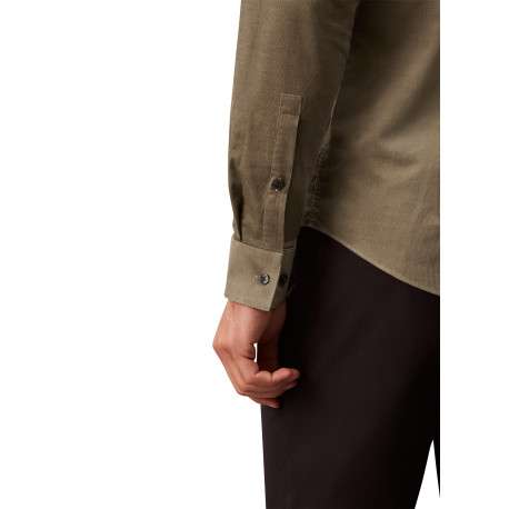 Chemise en coton camel unie à coupe slim dotée d'un col à revers - Image 5