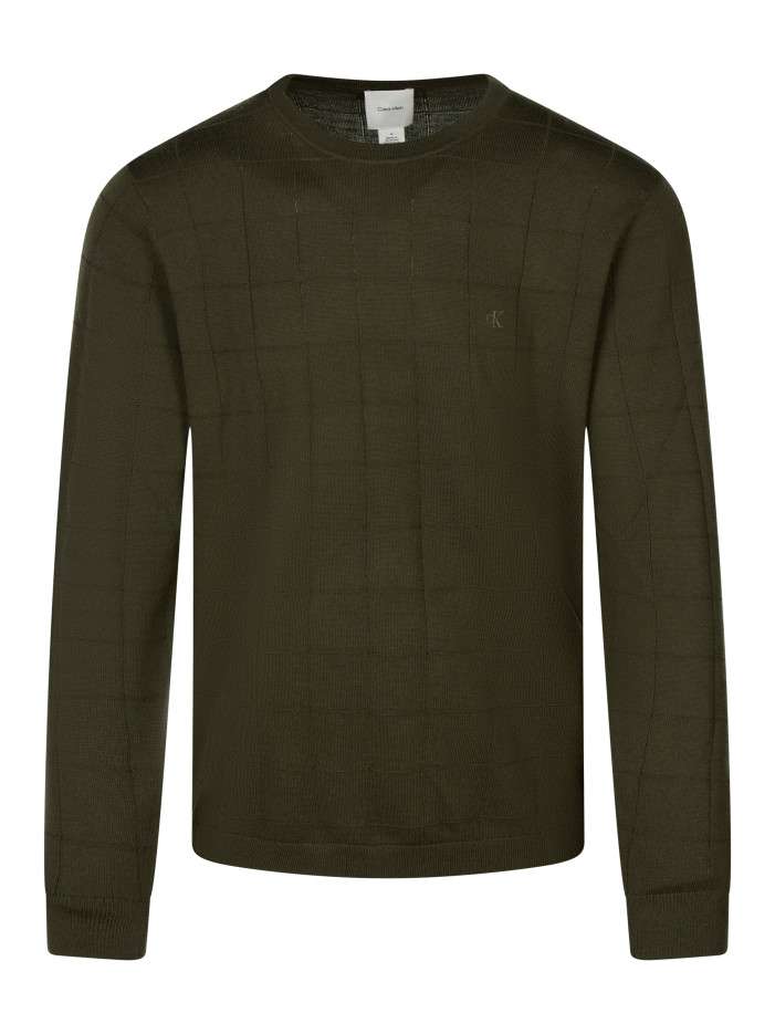 Pull en laine olive uni...