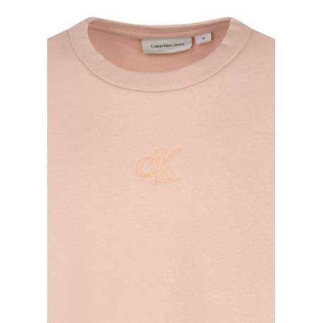 Sweat rose uni à coupe droite doté d'un col rond et de manches longues - Image 3