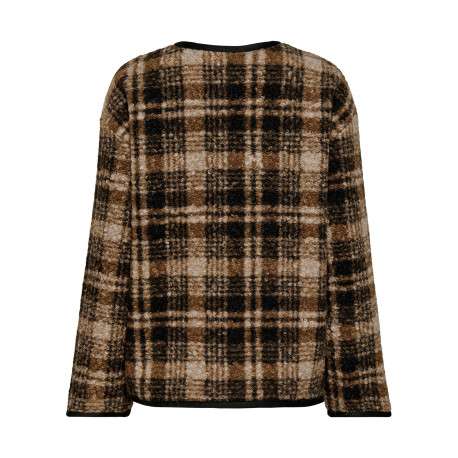 Vestes marron à coupe droite pourvue d'un col rond et de manches longues - Image 2