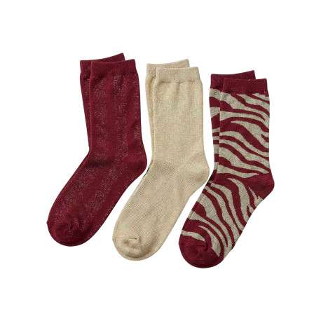 Lot de 3 paires de chaussettes hautes en coton mélangé multicolores à paillettes