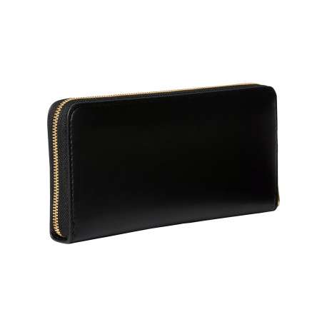 Portefeuille noir uni doté d'un zip doré de fermeture et des compartiments - Image 2