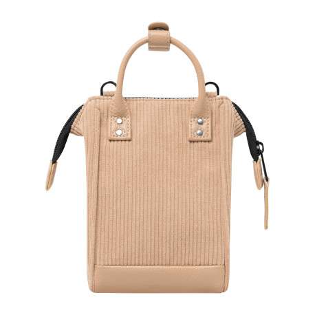 Sac à bandoulière beige en velours côtelé pourvu d'une fermeture zippée - Image 2