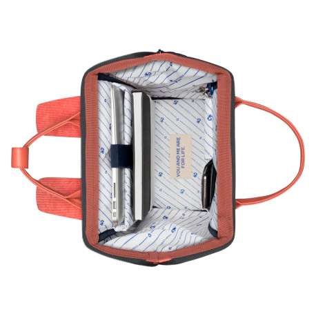 Sac à dos brique uni en velours côtelé et petite pochette zippée avec montagnes - Image 3
