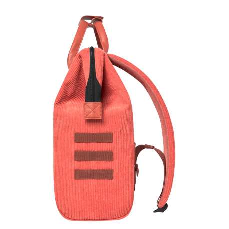 Sac à dos brique uni en velours côtelé et petite pochette zippée avec montagnes - Image 5