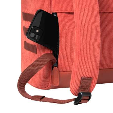 Sac à dos brique uni en velours côtelé et petite pochette zippée avec montagnes - Image 6