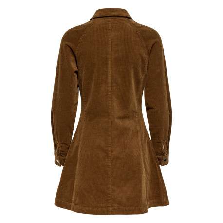 Robe courte en coton camel coupe patineuse pourvue d'un col à revers - Image 2