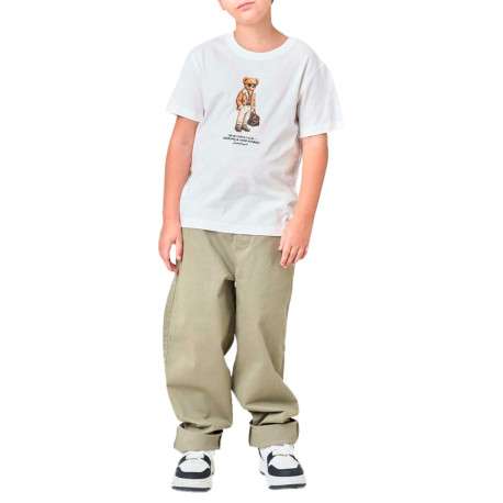 T-shirt en coton écru avec un ours imprimé et une coupe droite - Image 3