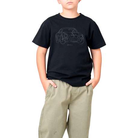T-shirt en coton noir uni pourvu de manches courtes et d'un col rond