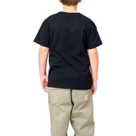 T-shirt en coton noir uni pourvu de manches courtes et d'un col rond - Image 2