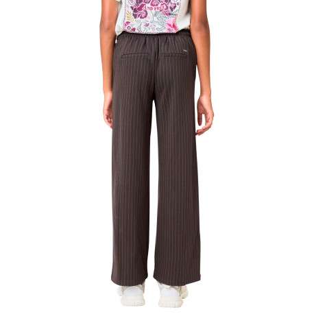 Pantalon chino chocolat à rayures tennis avec une coupe droite - Image 2