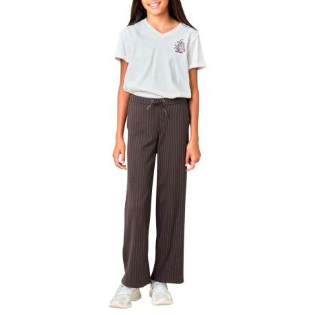 Pantalon chino chocolat à rayures tennis avec une coupe droite - Image 3