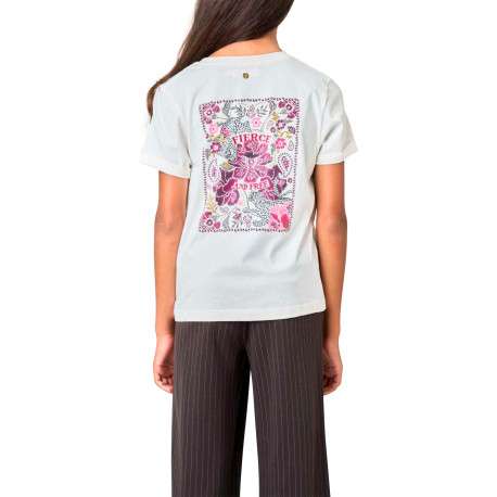 T-shirt en coton blanc à imprimé floral pourvu d'une coupe droite - Image 2