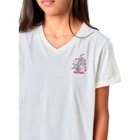 T-shirt en coton blanc à imprimé floral pourvu d'une coupe droite - Image 4