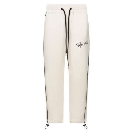Pantalon de jogging blanc uni muni d'une coupe droite et d'un liseré noir