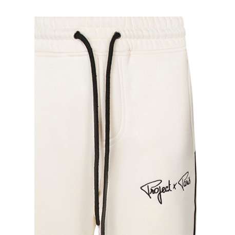 Pantalon de jogging blanc uni muni d'une coupe droite et d'un liseré noir - Image 3