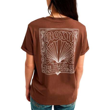 T-shirt brun imprimé à coupe droite pourvu d'un col rond et de manches courtes - Image 3