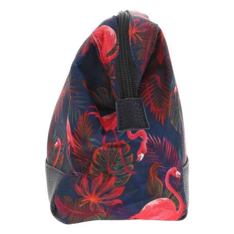 Grande trousse de toilette bleue marine avec un imprimé tropical - Image 2