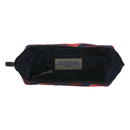 Grande trousse de toilette bleue marine avec un imprimé tropical - Image 4