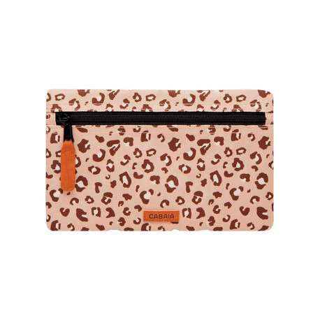 Pochette à imprimé léopard all-over et fermeture zippée noire