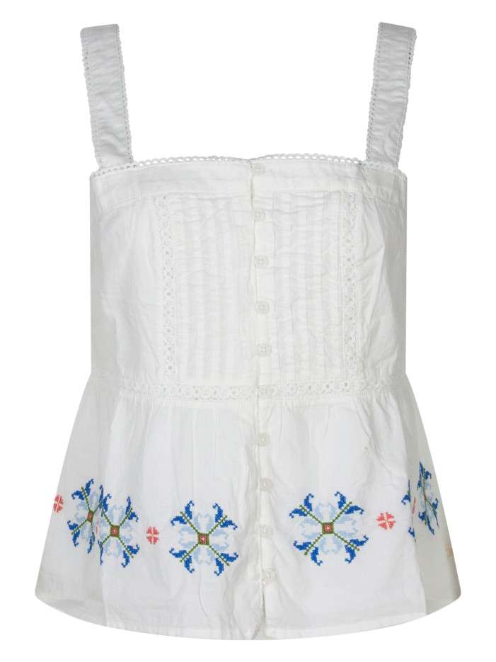 Débardeur en coton blanc à...