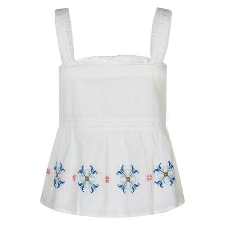 Débardeur en coton blanc à motifs floraux muni d'une coupe droite - Image 2