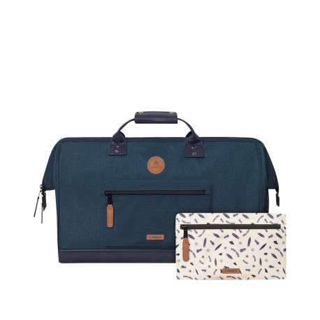 Sac weekender marine uni avec anse de transport et poche zippée et pochette