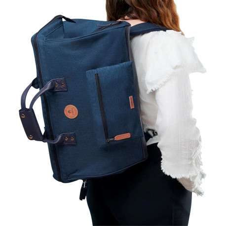 Sac weekender marine uni avec anse de transport et poche zippée et pochette - Image 2