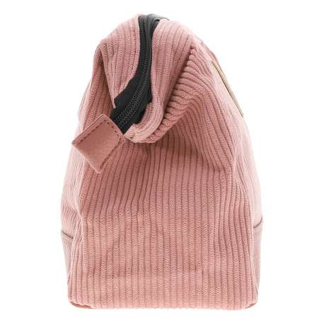 Grande trousse de toilette rose côtelée avec le nom de la marque - Image 2